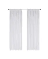 Kate Aurora Montauk Accents Ultra Lux 2 Piece Rod Pocket White Sheer Voile Window Curtain Panels