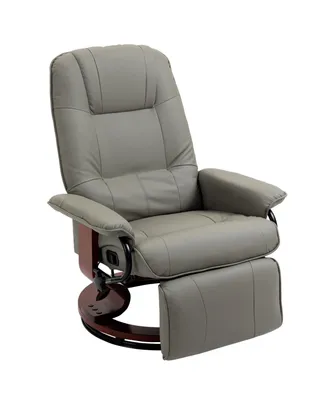 Homcom Faux Leather Manual Recliner with Swivel Wood Base Padded Armrest