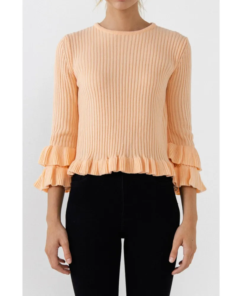 English Factory Women's Ruffle Detail Sweater