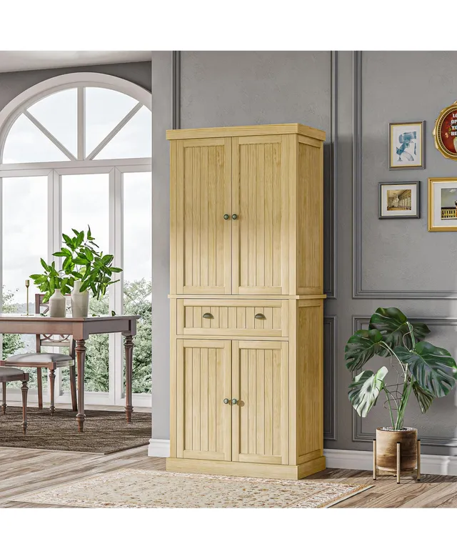 HOMCOM 72 Pinewood Large Kitchen Pantry Storage Cabinet