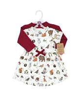 Touched by Nature Toddler Girls Organic Cotton Dress and Cardigan, Woodland Alphabet