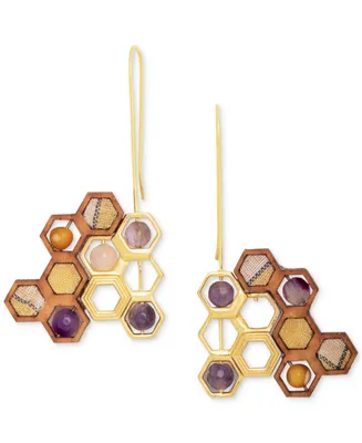Nectar Nectar New York 18k Gold-Plated Mixed Gemstone Honeycomb Drop Earrings