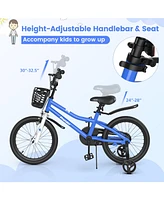 18'' Kid's Bike with Removable Training Wheels & Basket for 4-8 Years Old