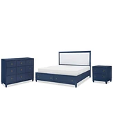 Summerland 3pc Bedroom Set (California King Upholstered Storage Bed, Dresser, Nightstand)