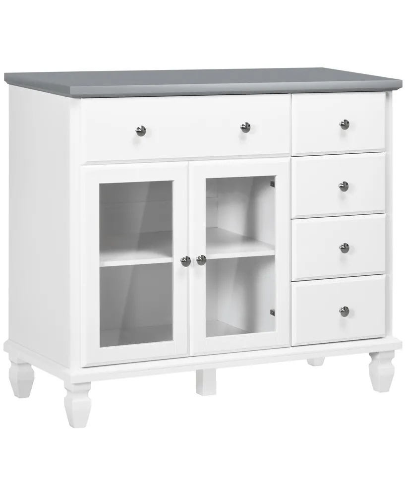 Homcom Kitchen Sideboard Buffet Cabinet with 5 Storage Drawers, White