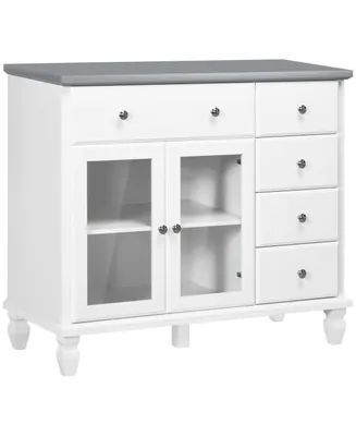 Homcom Kitchen Sideboard Buffet Cabinet with 5 Storage Drawers, White