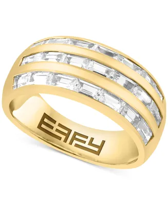 Effy Men's Zircon Baguette Three Row Band (3-1/3 ct. t.w.) in 14k Gold-Plated Sterling Silver