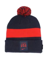 Men's Nike Navy Team Usa 2021 Sideline Cuffed Knit Hat with Pom