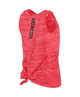 Women's New Era Tampa Bay Buccaneers Red Reverse Space-Dye Back-Knot Tank Top