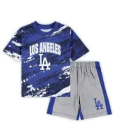 Infant Boys and Girls Royal, Heather Gray Los Angeles Dodgers Stealing Homebase 2.0 T-shirt Shorts Set