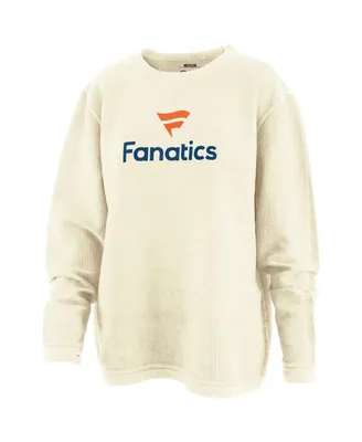 Women's Pressbox Cream Fanatics Corporate Corded Mercy Pullover Sweatshirt