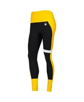 Women's Kiya Tomlin Black, Gold Pittsburgh Steelers Colorblock Tri-Blend Leggings