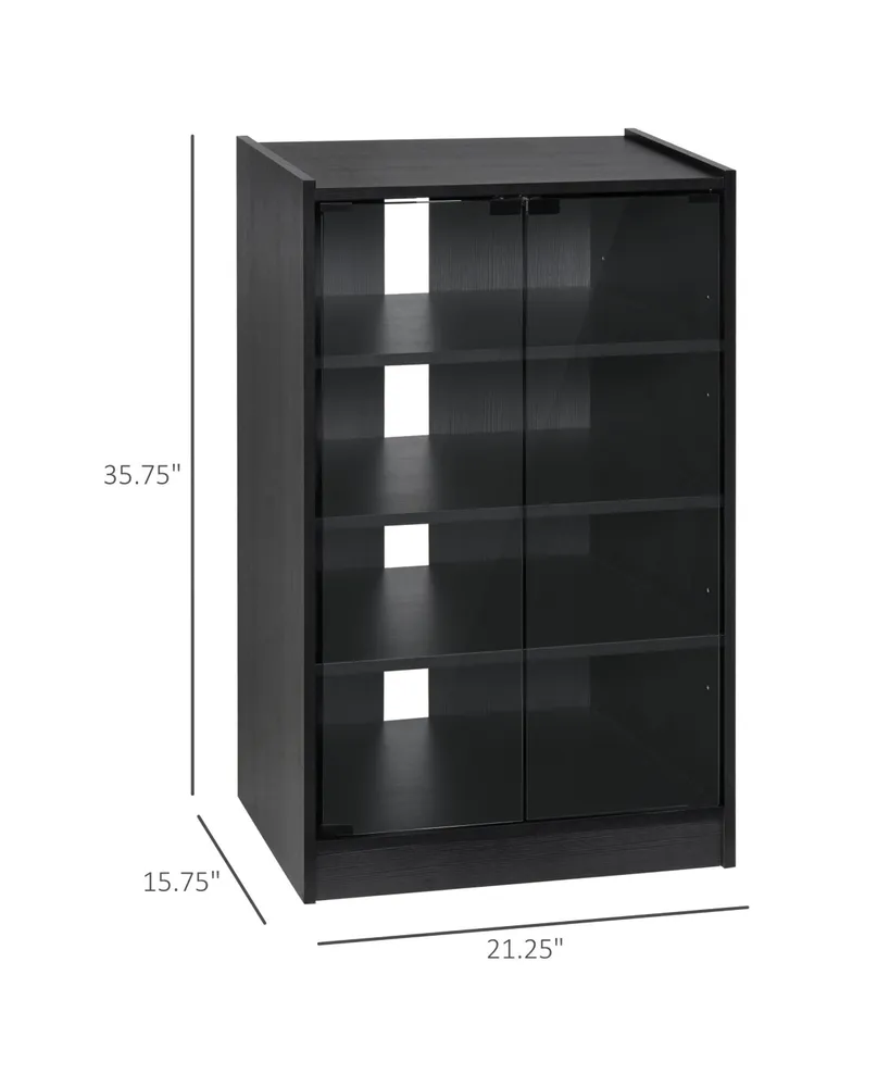 Homcom 5-Tier Media Stand Cabinet w/3-Level Adjustable Shelves & Tempered Glass