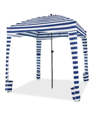 Costway 6 x 6FT Foldable Beach Cabana Tent with Carrying Bag Detachable Sidewall