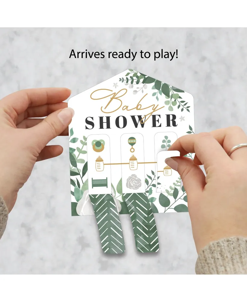 Boho Botanical Baby Greenery Baby Shower Game Cards Pull Tabs 3-in-a-Row 12 Ct