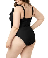 Women's Busty Nursing & Maternity One Piece Wrap Upf 50 Swimsuit (E-i Cups)