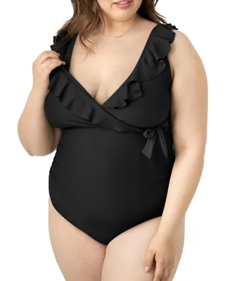 Women's Busty Nursing & Maternity One Piece Wrap Upf 50 Swimsuit (E-i Cups)