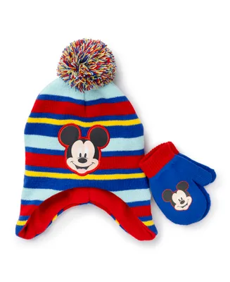 Mickey Mouse Toddler Boys Hat and Mitten Set, 2 Piece
