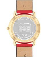 Coach Women's Elliot Red Leather Strap Watch 36mm