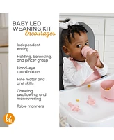 BooginHead Baby 5 Piece Baby Led Weaning Silicone Tableware Feeding Set, Pink