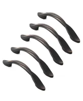 Cauldham 5 Pack Solid Braided Kitchen Cabinet Pulls Handles (5" Hole Centers) - Drawer/Door Hardware - Style M260 - Oil Rubbed Bronze