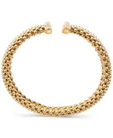 Diamond End Mesh Cuff Bracelet (1/2 ct. t.w.) in 14k Gold-Plated Sterling Silver - Gold