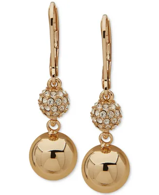 Karl Lagerfeld Paris Women's Gold-Tone Crystal Double Drop Earrings
