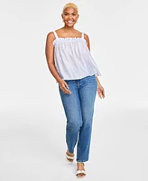 On 34th Women's Shirred Tonal-Stripe Camisole Top, Created for Macy's