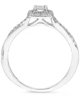 Diamond Princess Twist-Shank Engagement Ring (1/4 ct. t.w.) in 14k White gold