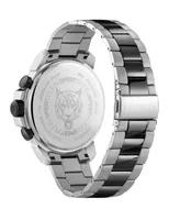 Plein Sport Men's Chronograph Date Quartz Powerlift Black and Silver-Tone Stainless Steel Bracelet Watch 45mm - Two
