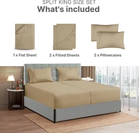 Cgk Unlimited 5 Piece Extra Deep Pocket Microfiber Sheet Set - Split King