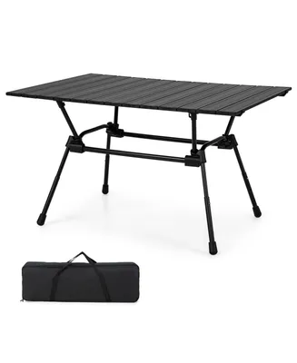 Heavy-Duty Aluminum Camping Table, Folding Outdoor Picnic Table with Carrying Bag