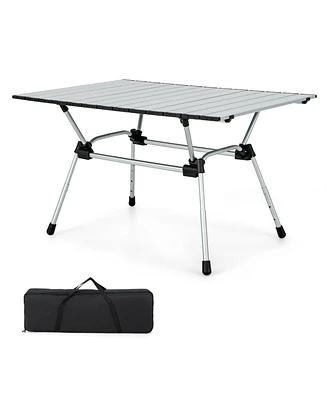 Costway Heavy-Duty Aluminum Camping Table, Folding Outdoor Picnic Table with Carrying Bag
