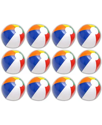 Neliblu 12" Bulk Pack of 12 Classic Inflatable Ball - Pool Toys Party Favors Rainbow Beach Balls - Beach Toys - Party Pack