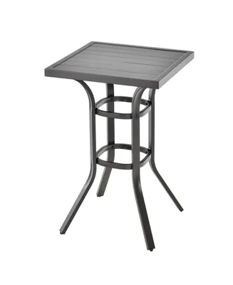 24'' Patio Bar Height Table with Aluminum Tabletop & Adjustable Footpads Balcony