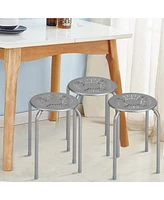 Costway Set of 6 Stackable Metal Stool Set Daisy Backless Round Top Kitchen