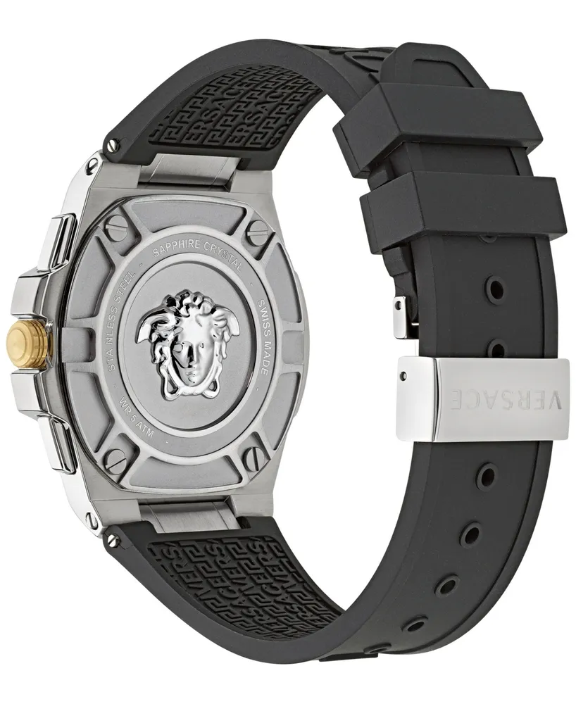 Versace Men's Swiss Chronograph Greca Extreme Silicone Strap Watch 45mm