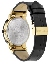 Versace Women's Swiss Greca Logo Black Leather Strap Watch 38mm