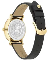 Versace Women's Swiss Greca Flourish Black Leather Strap Watch 35mm