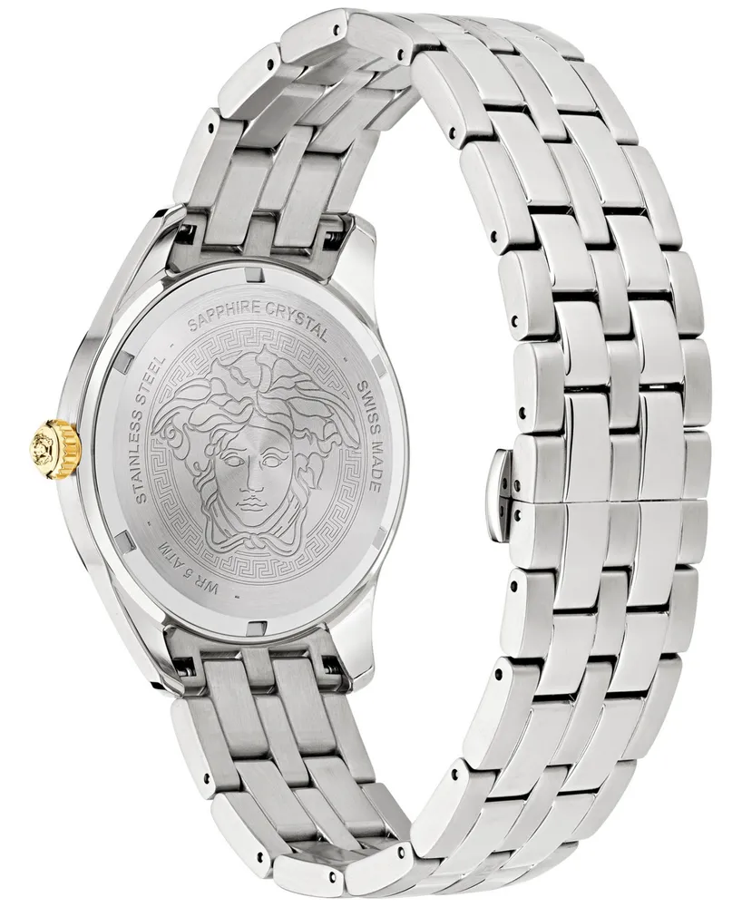 Versace Men's Swiss Greca Time Gmt Stainless Steel Bracelet Watch 41mm