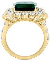 Effy Lab Grown Emerald (4-7/8 ct. t.w.) & Lab Grown Diamond (2-3/8 ct. t.w.) Halo Statement Ring in 14k Gold