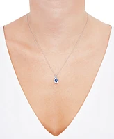 Sapphire (1 ct. t.w.) & Diamond (1/8 ct. t.w.) Swirl 18" Pendant Necklace in 14k White Gold