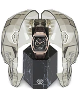 Philipp Plein Men's Automatic The Keleton Brown Silicone Strap Watch 44mm
