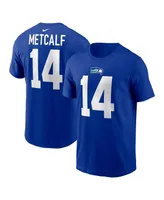 Men's Nike Dk Metcalf Royal Seattle Seahawks Throwback Player Name and Number T-shirt