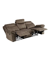 White Label Calico 89" Double Reclining Sofa with Center Drop-Down Cup Holders, Power Outlets