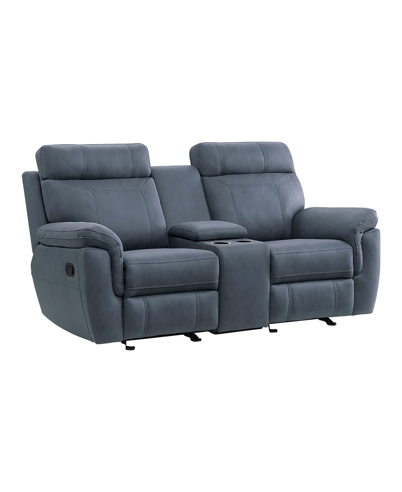 White Label Nadia 76" Double Glider Reclining Loveseat with Center Console