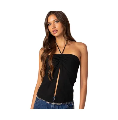 Women's Gathered Split Front Top