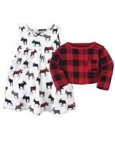 Hudson Baby Baby Girls Hudson Cotton Dress and Cardigan 2pc Set