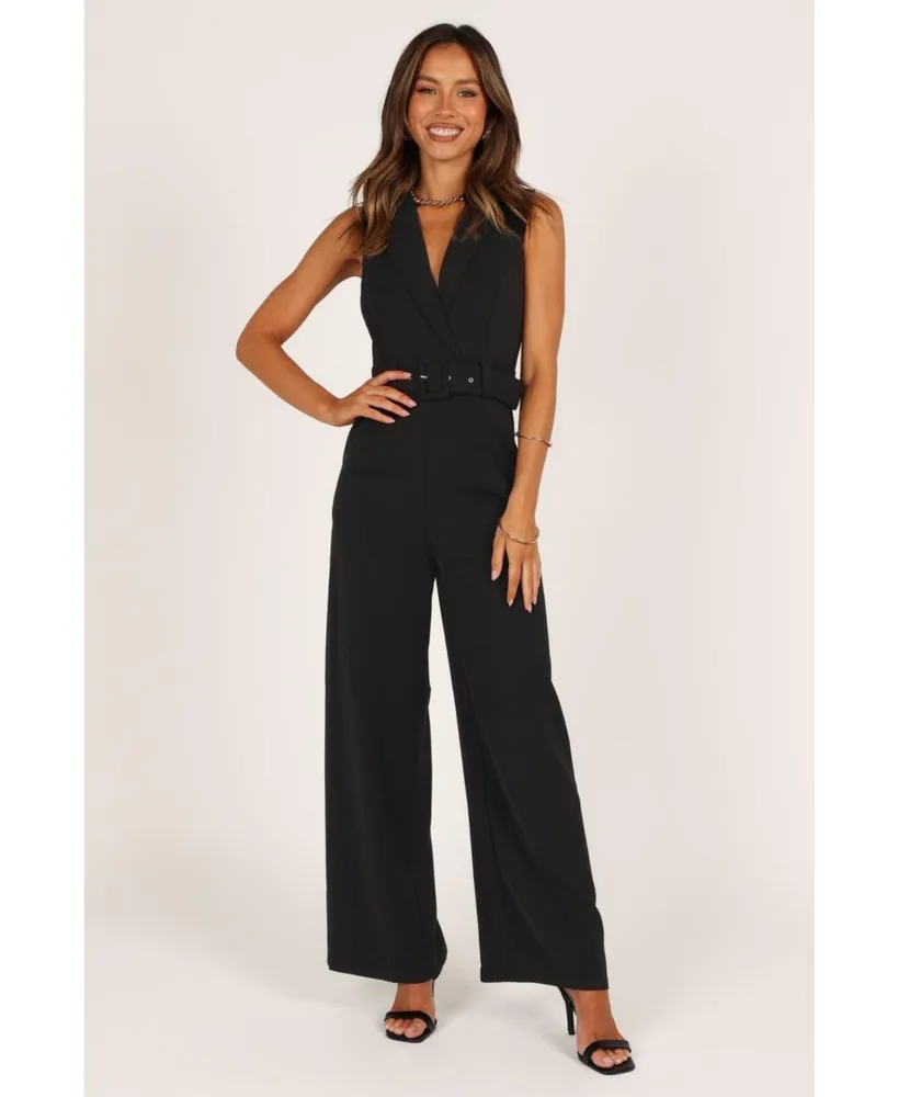 Linen Blend Belted Sleeveless Jumpsuit