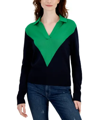 Tommy Hilfiger Women's Colorblocked Johnny Collar Sweater